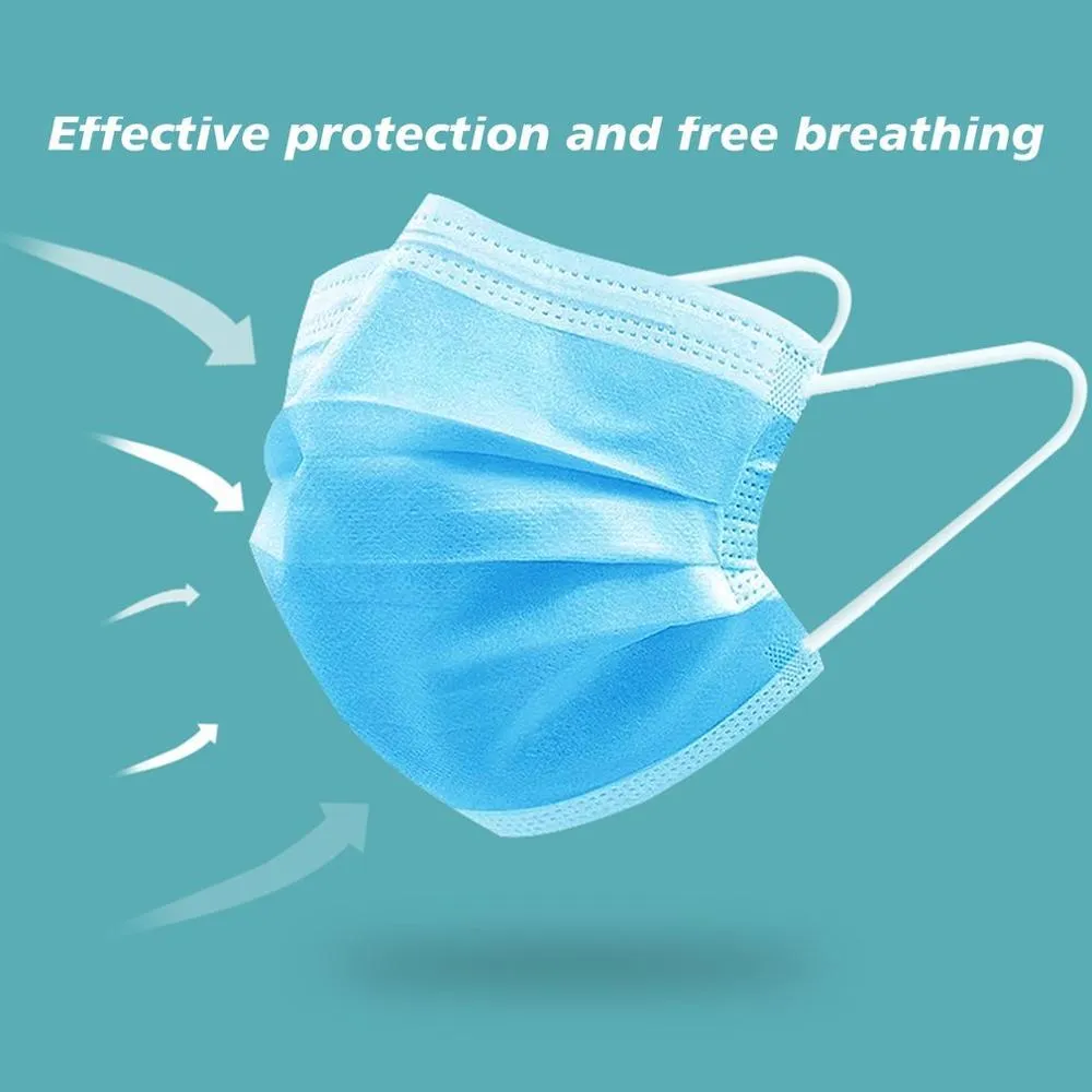 10 Pcs/bag High Quality 3 Layers Disposable Face Masks Anti-Dust Meltblown Cloth Masks Protection Face Mask Protective Dust Filter Safety Mask