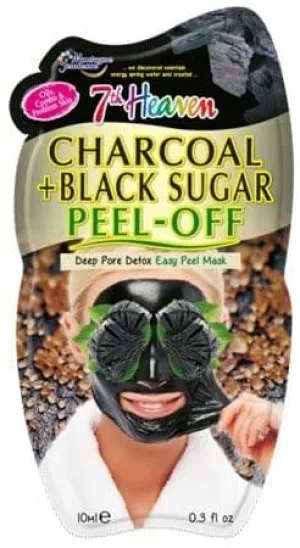 7th Heaven Charcoal and Black Sugar Easy Peel-Off Mask with Activated Charcoal and Pressed Witch Hazel for a Deep Pore Detox, Ideal for Oily, Combination and Problem Skin