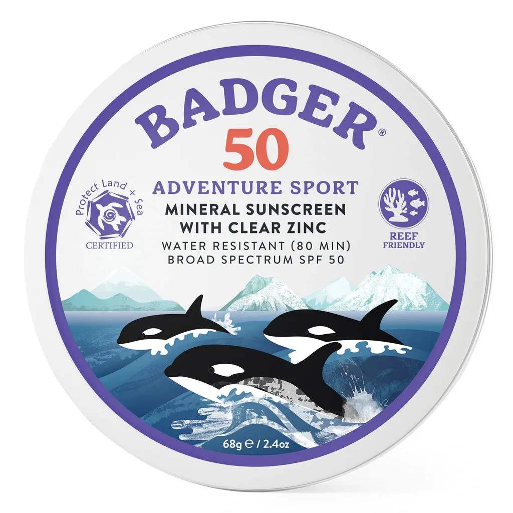 Badger's Adventure Sport Clear Zinc Sunscreen Tin- SPF 50