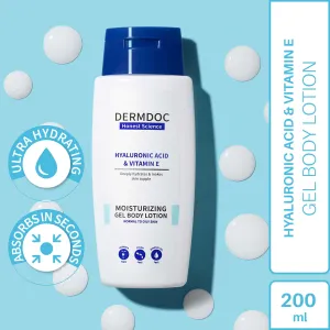 Dermdoc Hyaluronic Acid & Vitamin E Moisturizing Gel Body Lotion Normal to Oily Skin (200 ml)