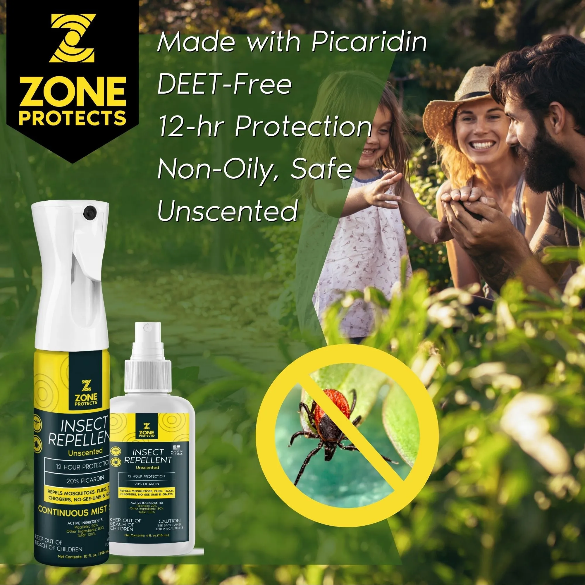 Insect Repellent, Picaridin Unscented Bundle 2 Pack of 4oz   Refill