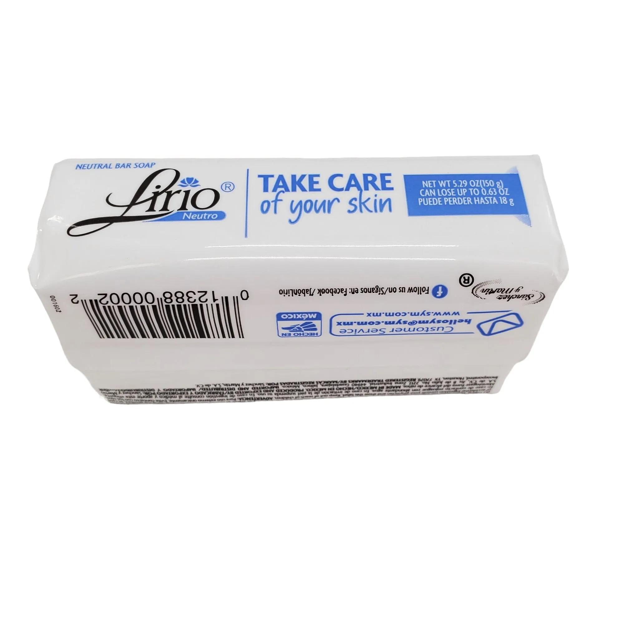 Lirio Neutro Jabon natural Bar soap 5.29OZ (150g) Pack of 1