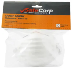 MASKS  - DUST MASKS - DISPOSABLE - 10 PACK - SAFECORP