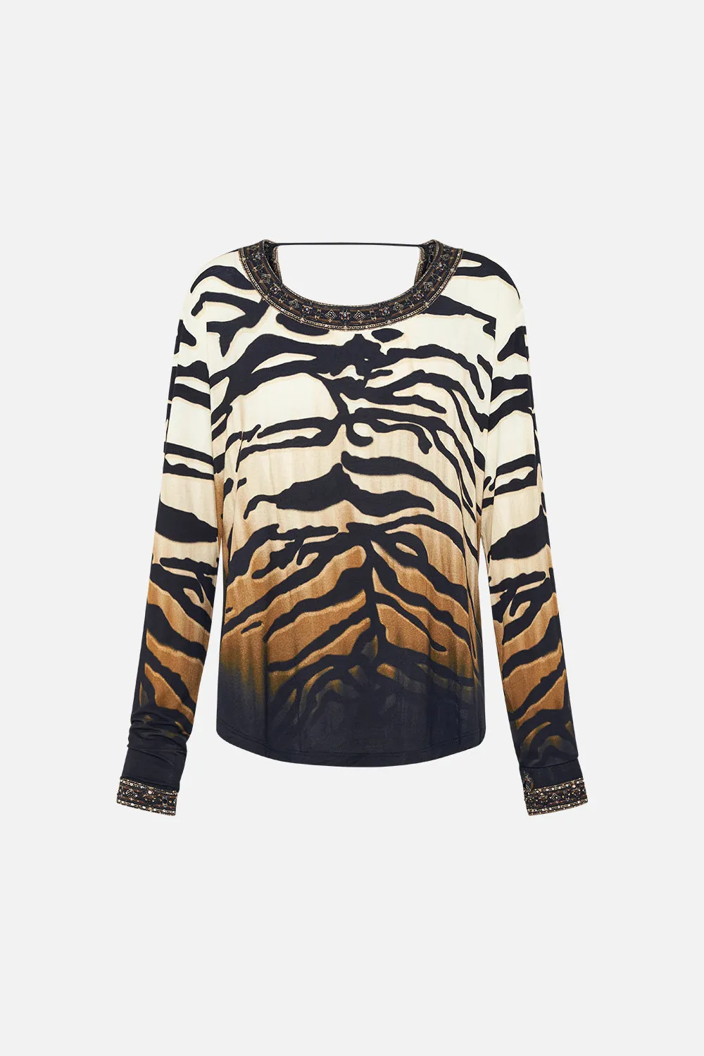 REVERSIBLE COWL LONG SLEEVE TEE TAME MY TIGER