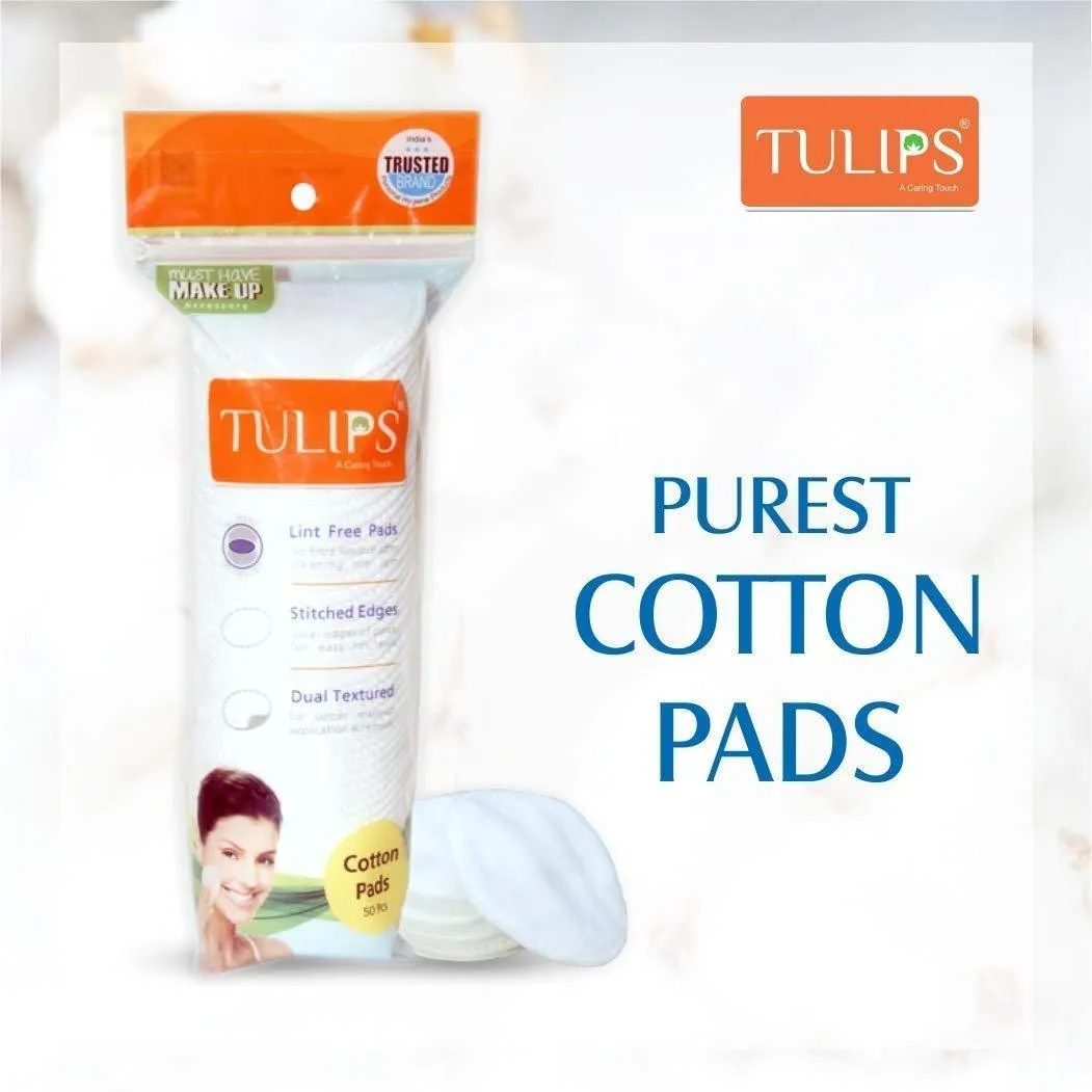 Tulips Round Facial Cotton Pads - 50Pcs