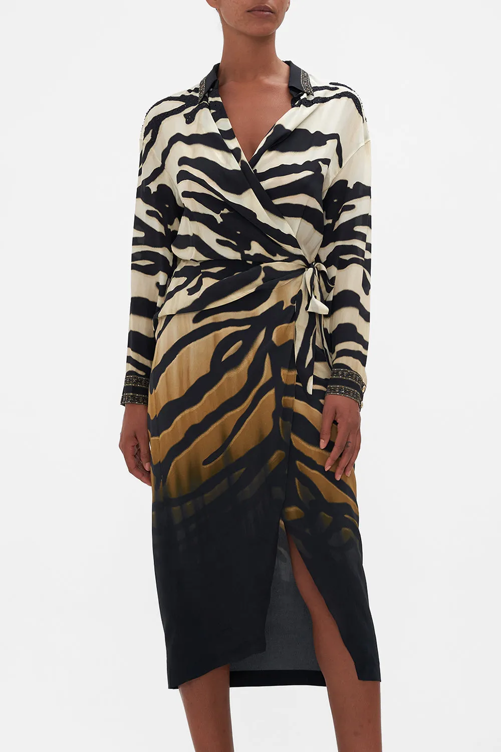 TWIST FRONT SHIRT DRESS TAME MY TIGER